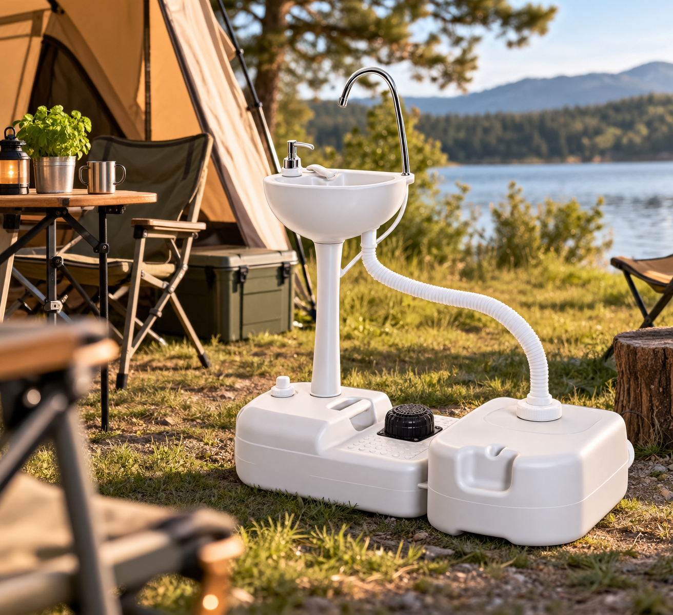 OUDO installé en extérieur au bord d'un lac